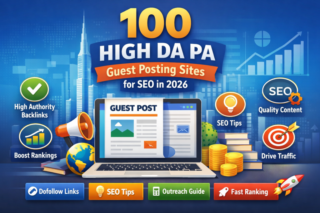 100 High DA PA Guest Posting Sites List (2026) – Build Powerful Backlinks & Rank Faster