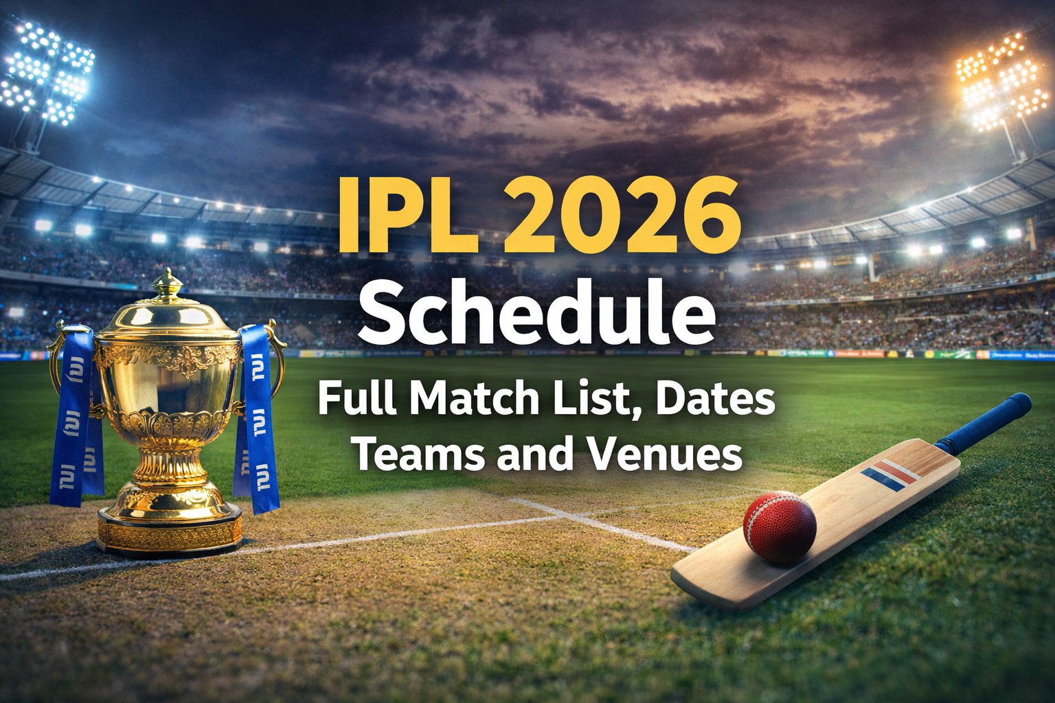 IPL 2026 Schedule Full Season Dates, Teams, Venues, and Key Matches to Watch