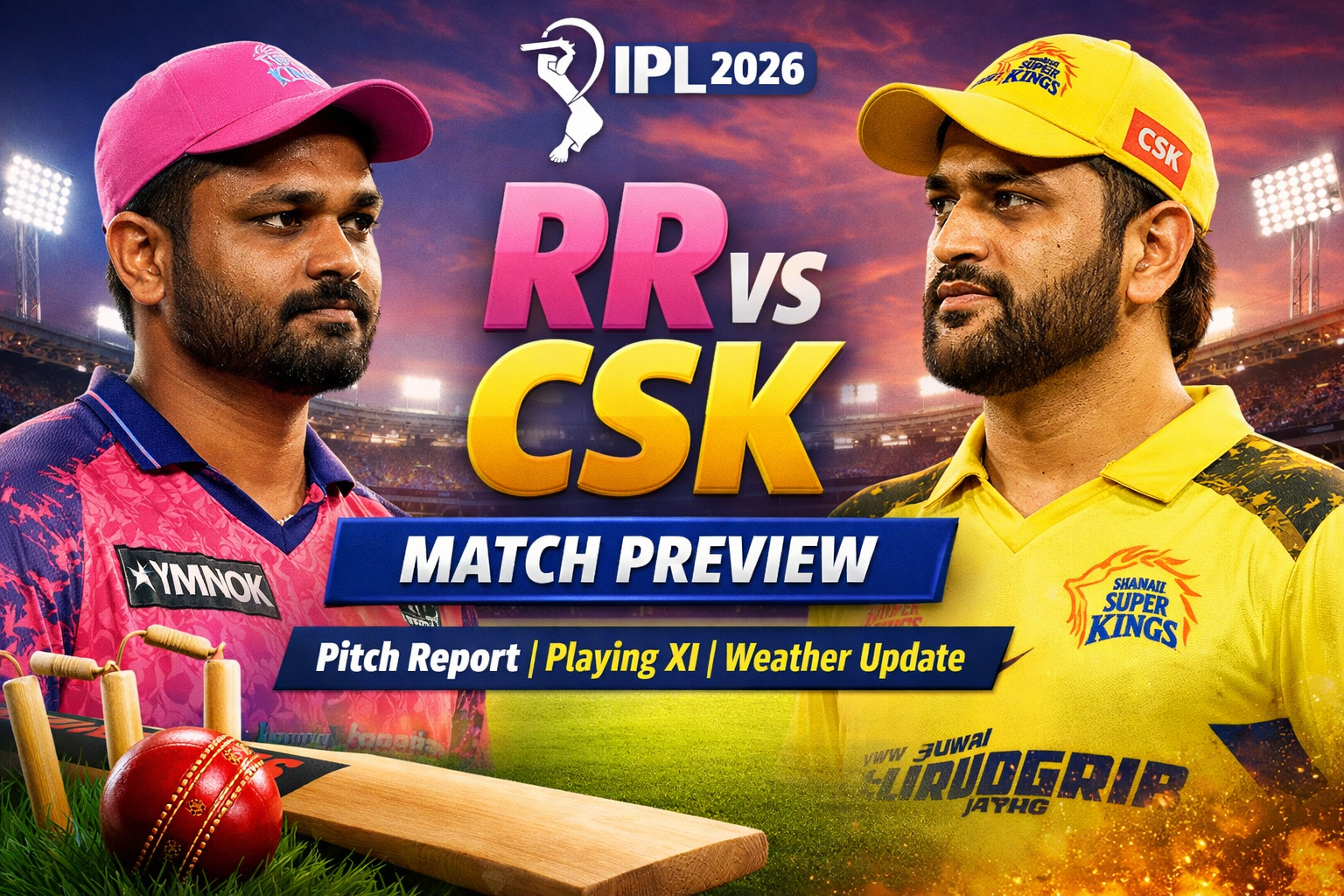 RR vs CSK IPL 2026 Match Preview Pitch Report, Playing XI & Weather Update